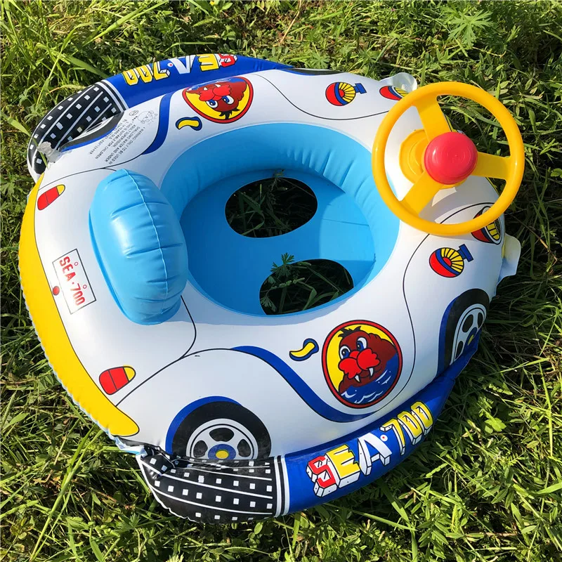 

New Infant Child Swimming Seat Ring 0-6 Years Old Steering Wheel With Canopy Inflatable Air Cushion Size Thickened Car Horn Boat