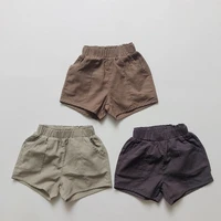 baby girl fashion all match solid hot short pants children boy simple thin breathable loose cotton shorts pocket shorts