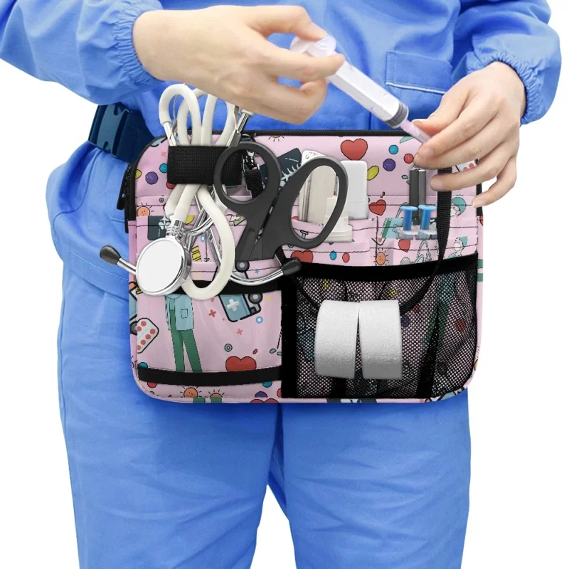 Twoheartsgirl Casual Nurse Organizer Belt Multifunction Women Fanny Pack Large Capacity Waist Bag for Medica Scissors Care Tool