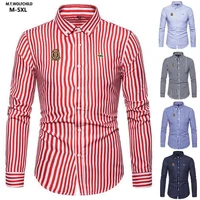 england style mens shirt business casual striped blouse hommes cotton clothing tops fashion long sleeve slim male shirts m 5xl