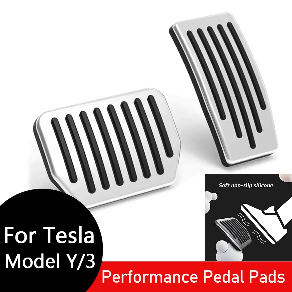 For Tesla Performance Pedal Pads Cover Foot Aluminum Non-Slip Pedals for Model Y(Juniper) Model 3(Highland) Model 3/Y 2017-2026