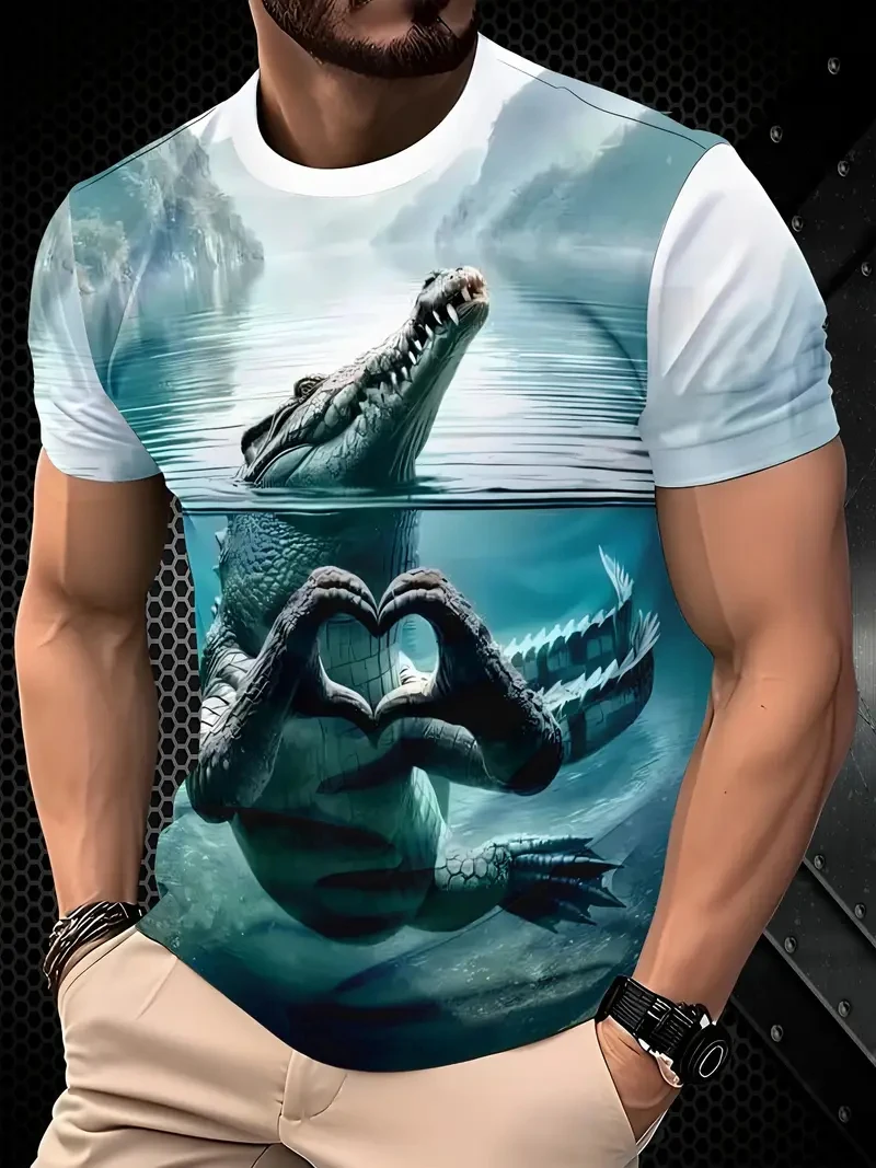 Футболки с рисунком крокодила для мужчин и женщин повседневная футболка
