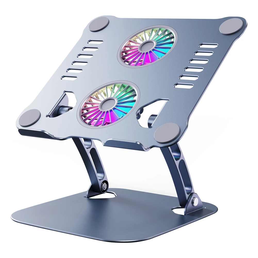 2023 Aluminum Alloy Universal Dual Fan Laptop Stand Desktop Foldable Fan Cooling Bracket Base For Apple Huawei Xiaomi Notebook 2023 Aluminum Alloy Universal Dual Fan Laptop Stand Desktop Foldable Fan Cooling Bracket Base For Apple Huawei Xiaomi Notebook