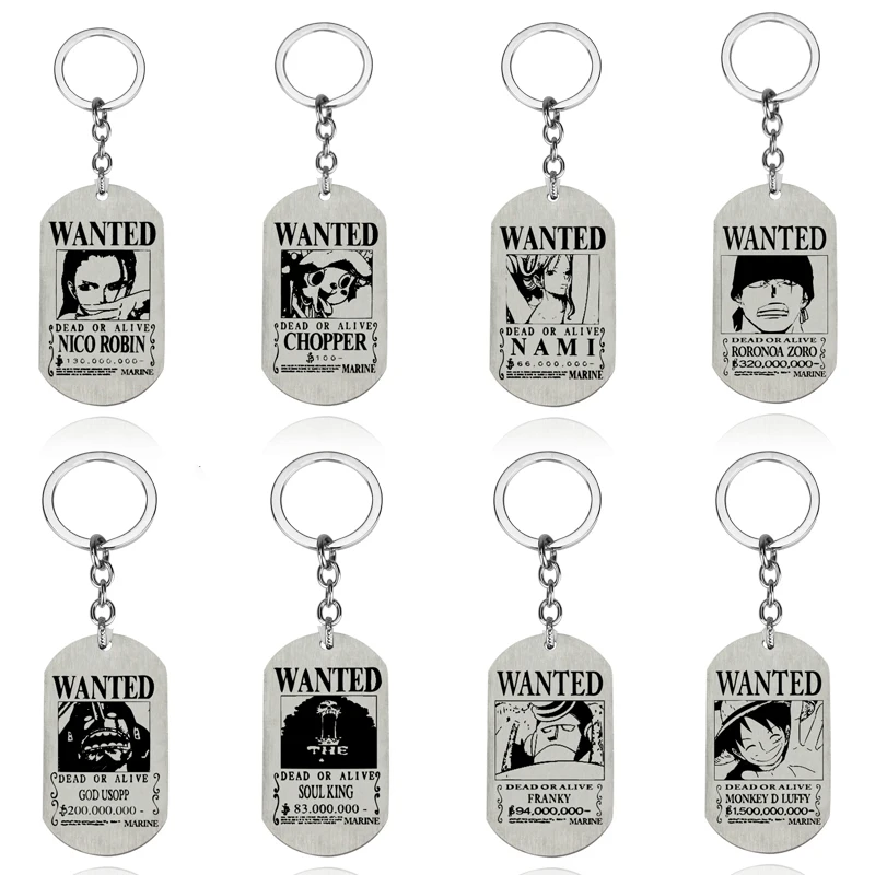

New Anime One Piece Keychain Accessories Ring Cartoon Luffy Zoro Figures Wanted Pirates Reward Keychain Toys for Children Gifts