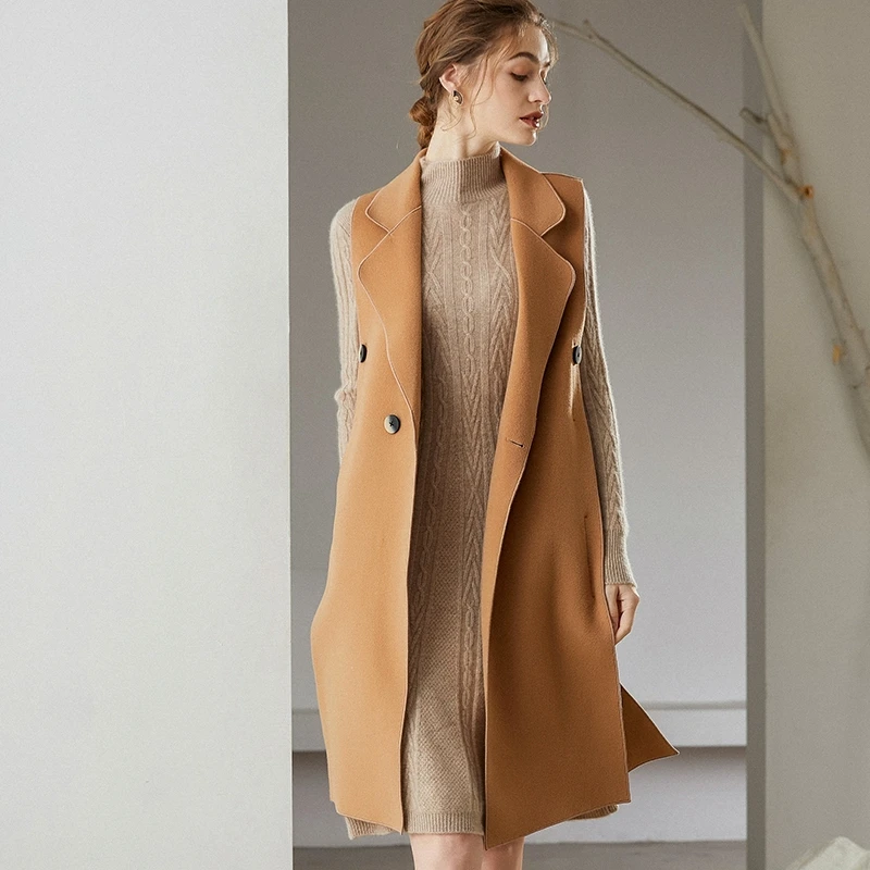 

New fashion women's wool vest long coat in autumn and winter 2022