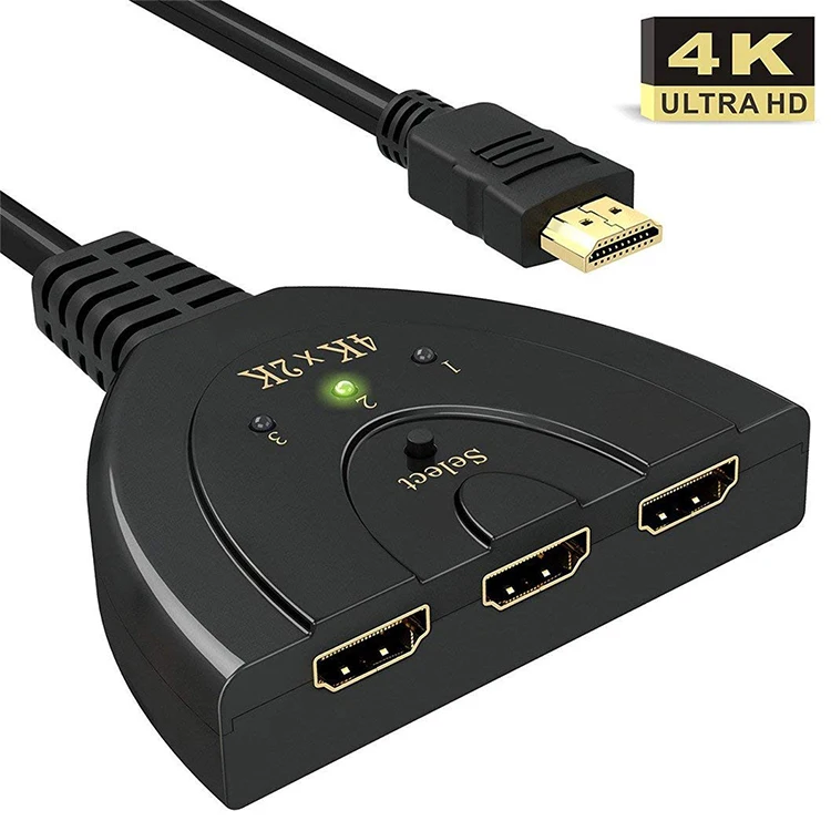 

HDM1 переключатель 4K 3-портовый HDM1 сплиттер HDM1 переключатель поддерживает 4K/Full HD 3D с высокоскоростным отрезом кабеля