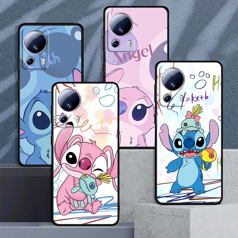 

Stitch Angel Lilo For Xiaomi Mi 13 12 11 10 11T 10T 9T 9 8 Note 10 Ultra Pro Lite TPU Soft Silicone Black Phone Case Coque Capa
