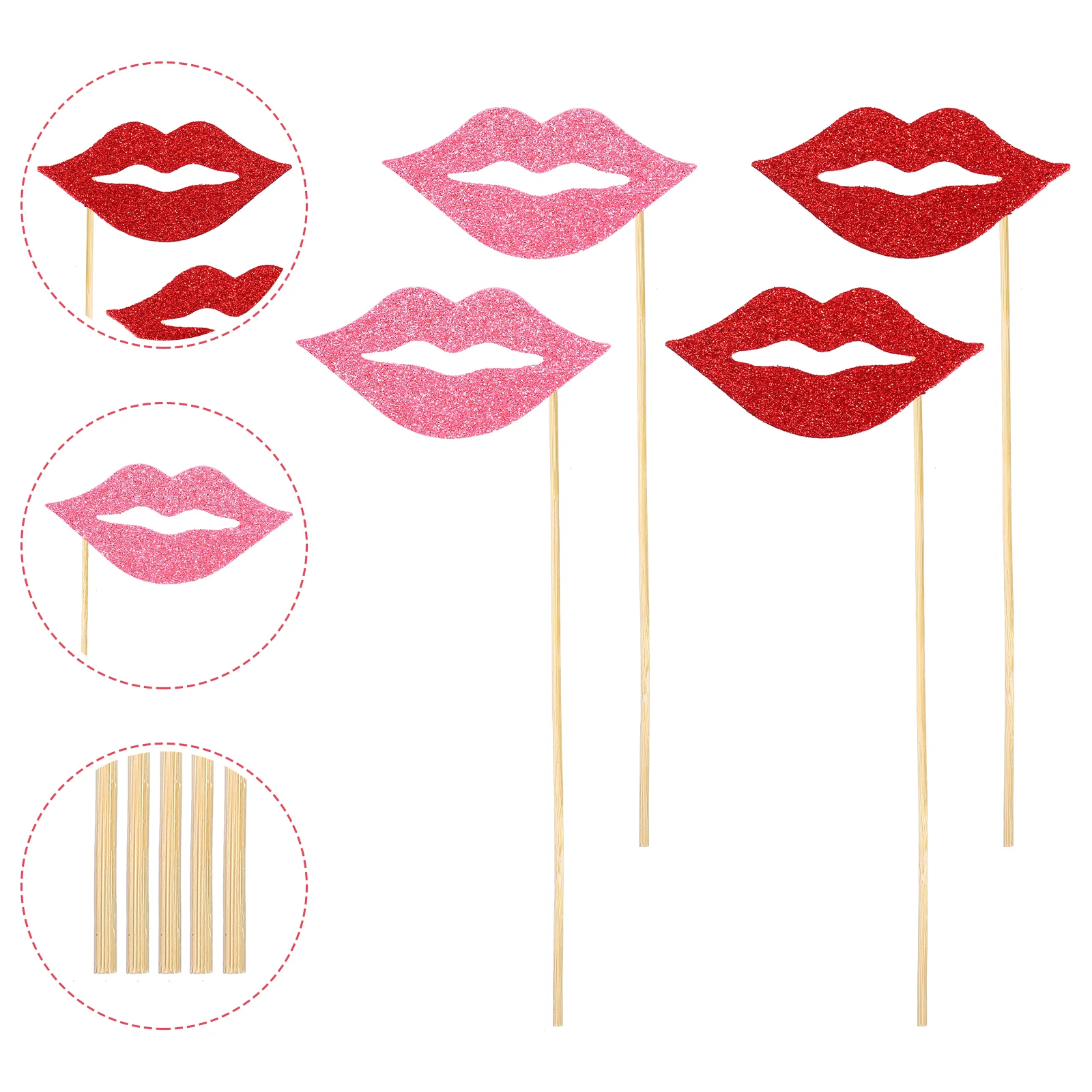

Nuobesty Wedding Photo Booth Props 40Pcs Kiss Lips Glitter Photobooth Valentines Day Christmas Wedding Halloween Party Red
