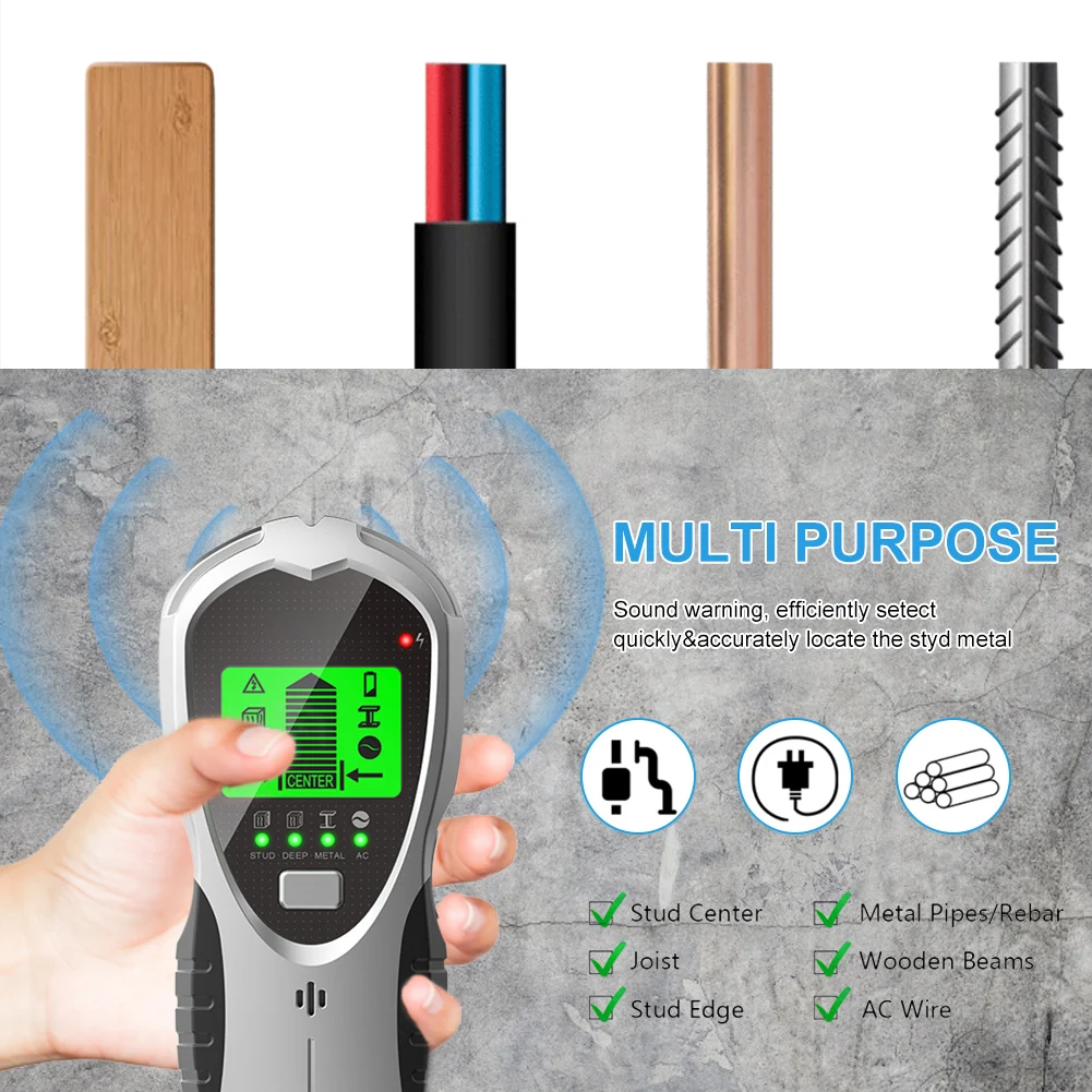 

4 in 1 Stud Finder Wall Scanner Wood/AC Wire/Metal/Stud Sensor Detector with LCD Display for DIY Home Improvements Tools