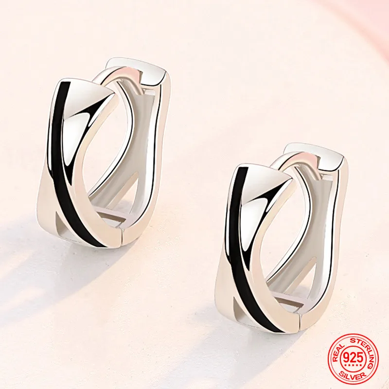 

TIEEYINY 925 Sterling Silver Geometric Hoop Earrings For Women Fashion Jewelry Accessories