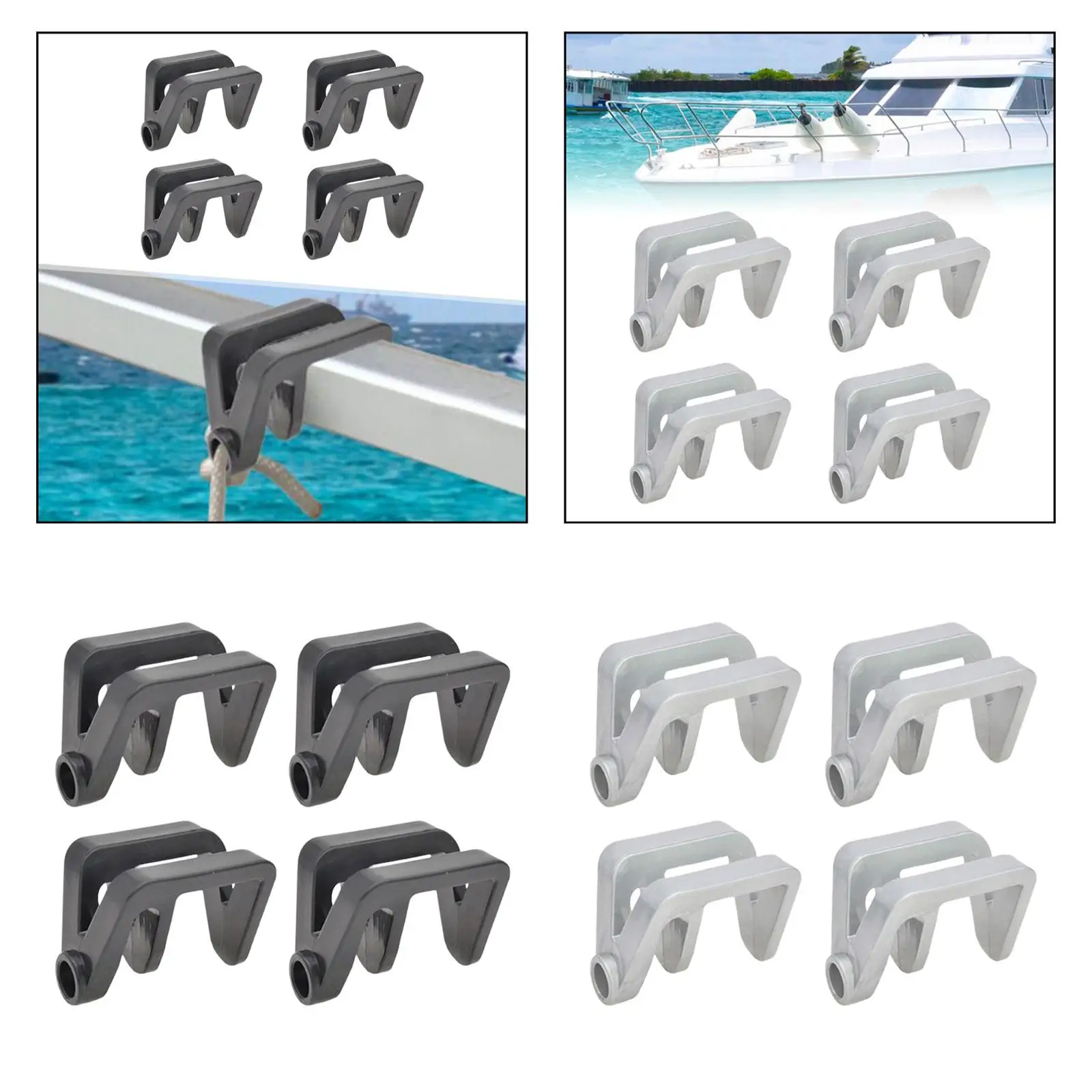 

4Pcs Boat Fender Clips Boat Rail Cleats Hangers Holder Easy to Use Durables Boat Accessories for Boat Yacht Pontoon
