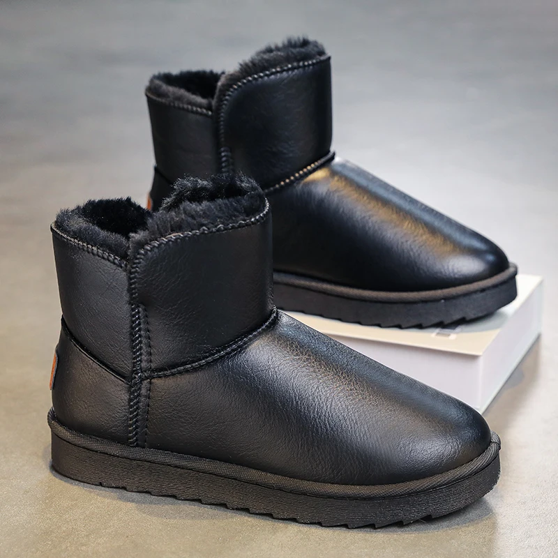 Мужские зимние ботинки до щиколотки высокие на плоской подошве модная