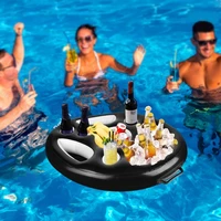 summer water fun inflatable drink holder party pool inflatable tray beer champagne floating tray beach swim ring accessories