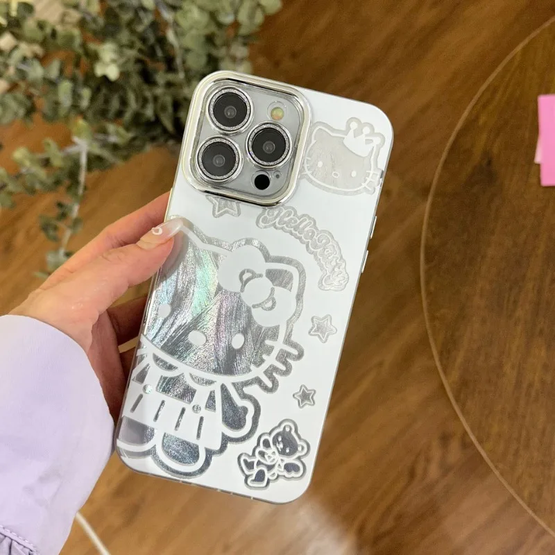 Sanrio мультфильм Flash алмазные линзы линия Hello Kitty чехол для телефона аниме защита от