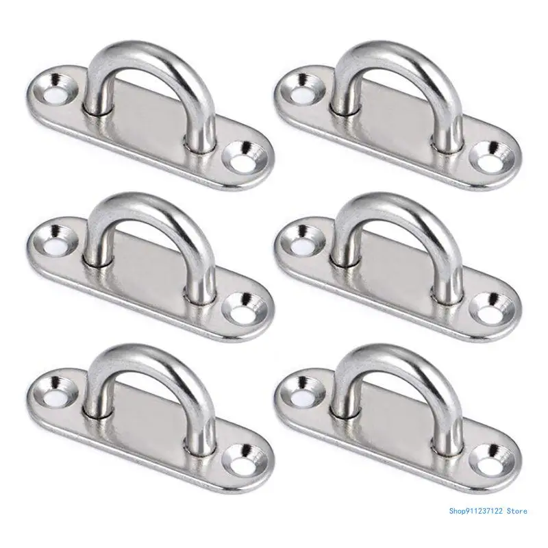 

6Pcs 5mm Metal Eye Plate Oblong Pad Marine Hardware Fixed Buckle for Boat Yacht