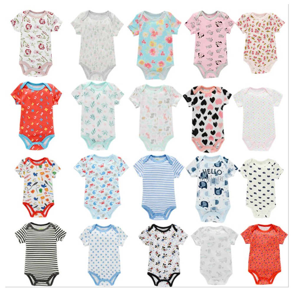 Promotion Baby Girls Boy Bodysuits 3-Pack Set Short Sleeve Clothes for 3-24M Newborn Bebe Toddlers Summer Cotton Rompers Onesies