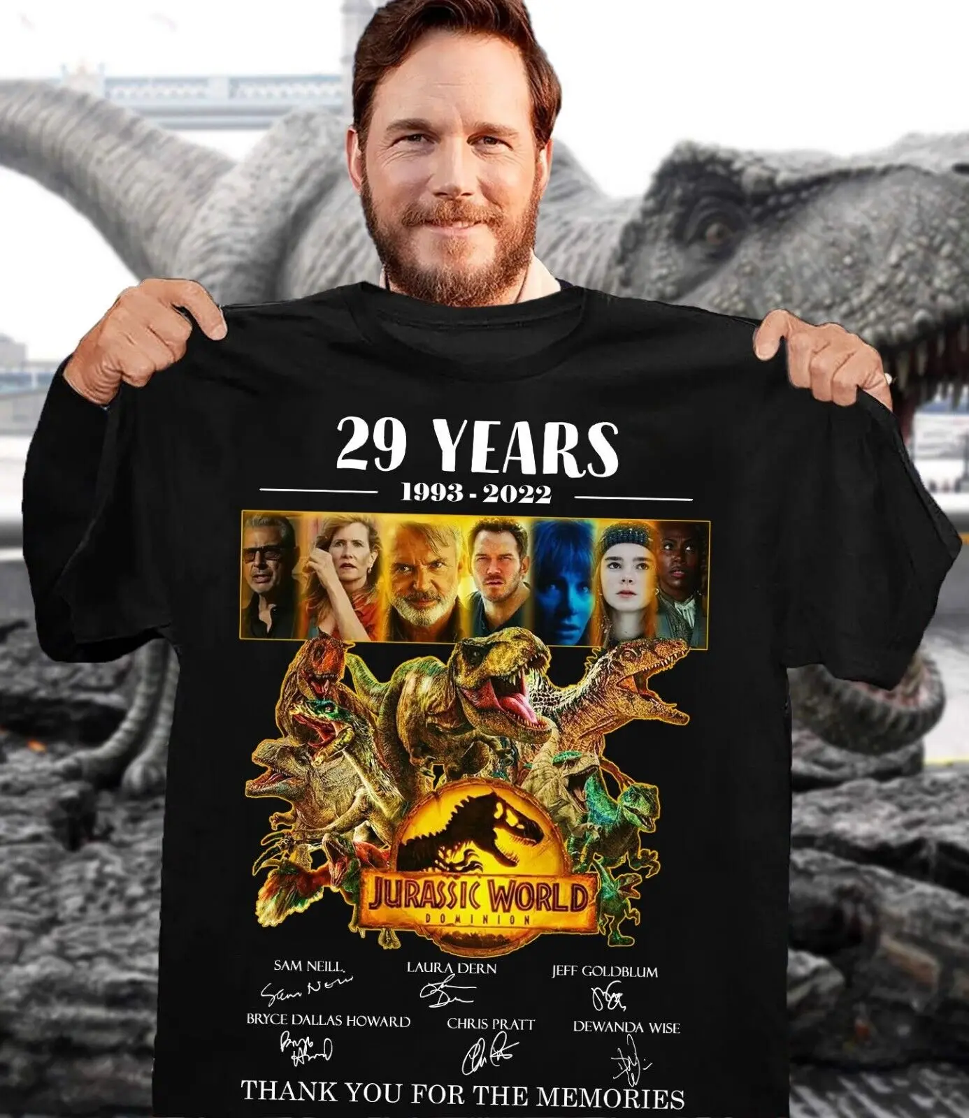

29 Years 193-2022 Anniversary Jurassic World Thank you for memory T-Shirt