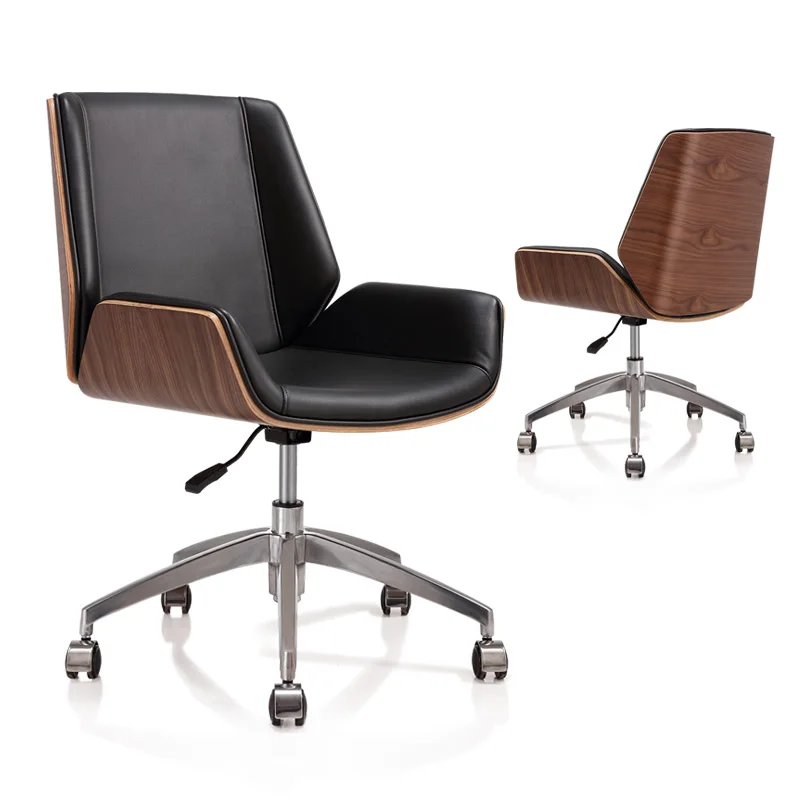 Вращающееся офисное компьютерное кресло из Bentwood со средней спинкой, офисная мебель для дома, регулируемое кресло для конференций среднего ...