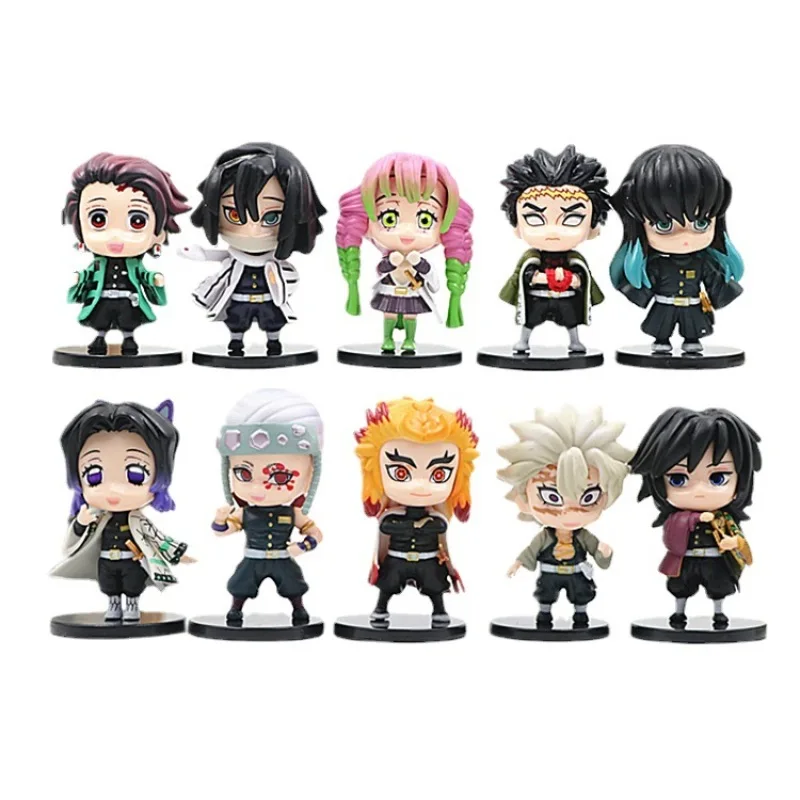 

5pcs/set 7-8CM Anime Demon Slayer Kamado Tanjirou Kochou Shinobu Q version Action figure PVC Model toys cake Ornament doll gifts