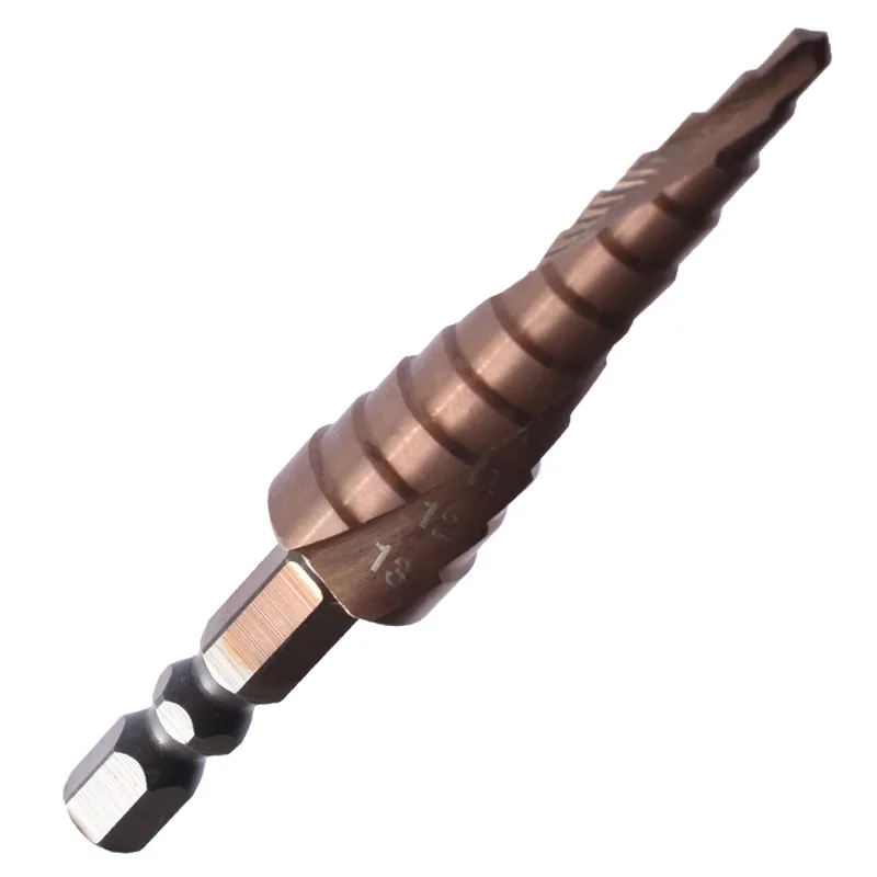 

3-13mm HSS Cobalt Step Drill Bit 1/4 Inch Cone Hex Shank Spiral Grooved Taper Point Drill Bits Hole Cutter For Stainless Steel