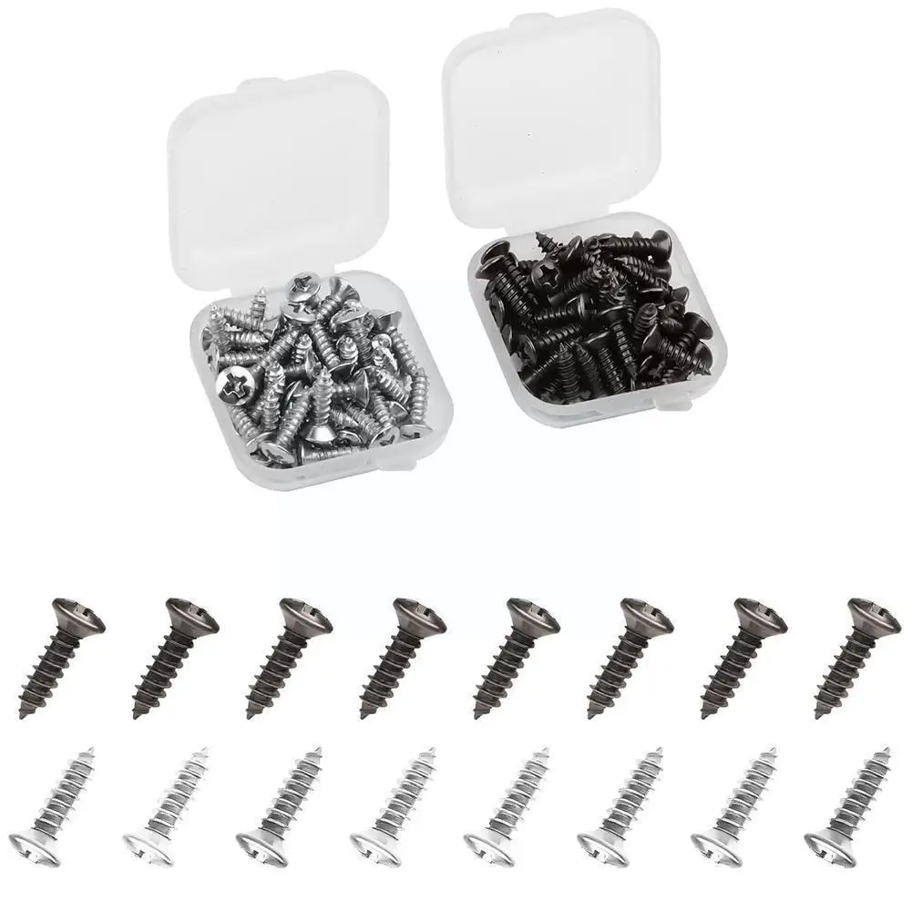 

50 Pieces Electric Guitar Screws For SQ ST LP TL Universal Guitarra Bass Plate Mount Luthier Tool 12 * 3 Mm With Box K0W8