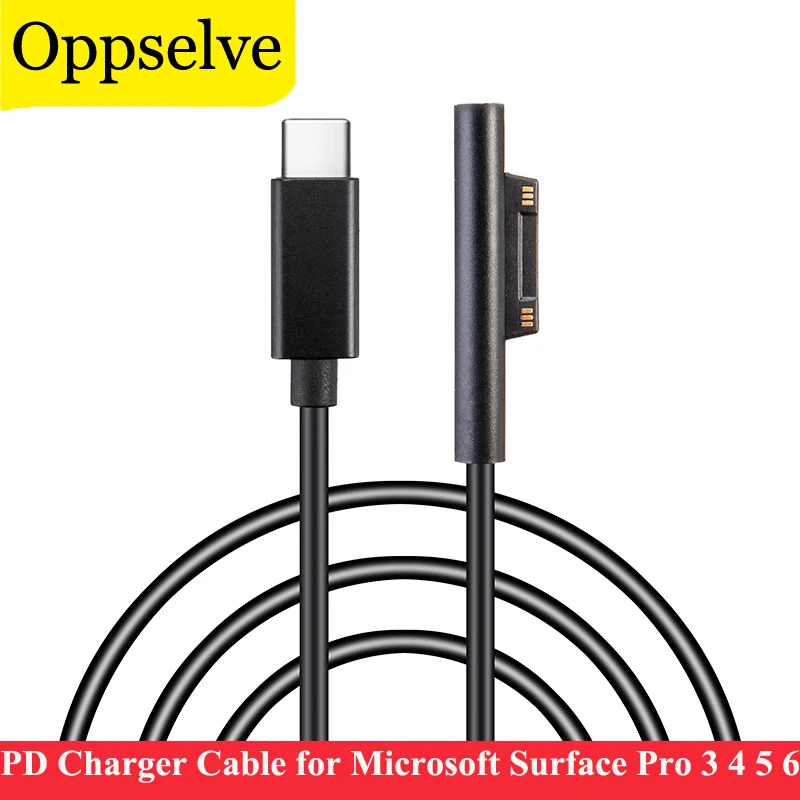 

For Microsoft Surface Pro 3 4 5 6 GO Wired Charger USB Type C Power Cable Tablet PD Chargers 15V 3A Adapter Cable DC USBC Cable