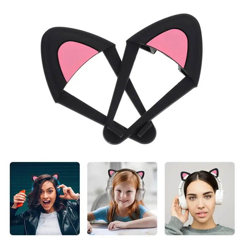 

1 Pair Cute Headphones Accessories Cat Ear Suitable for Headphone Gaming Headsets Attachment Stereo Headset Decoration