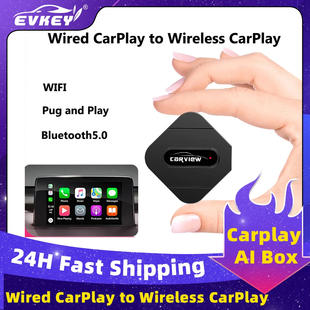 

CARVIEW Carplay AI Box USB подключи и играй автомобиль OEM проводной CarPlay к беспроводной CarPlay Linux система быстрое подключение Smart Mini AI Box