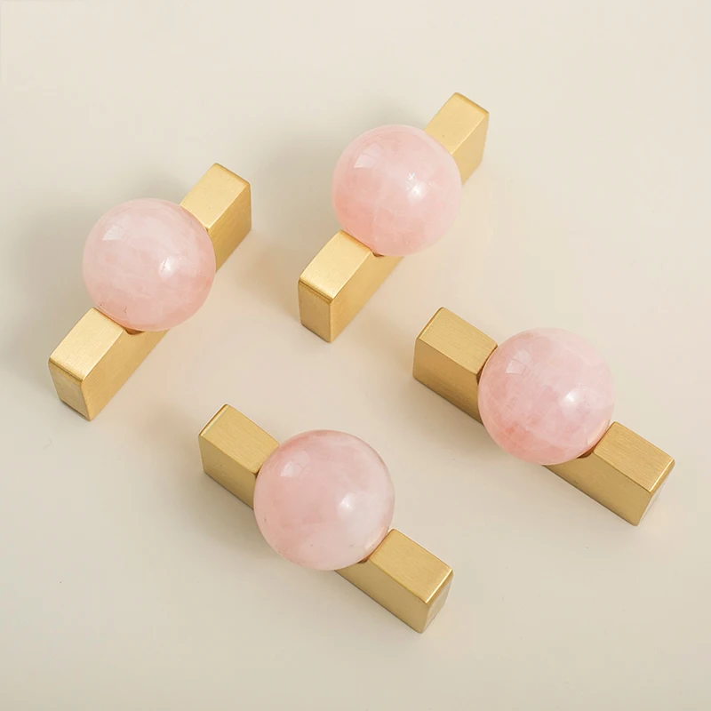

White/Pink crystal ball+Brass Drawer Knobs Furniture Handles Cupboard Drawer Pull Kitchen Cabinet Door Wardrobe Handles Hardware