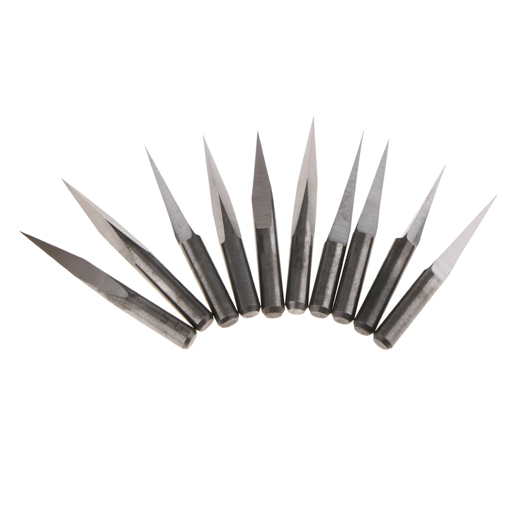 

10 Pieces 3.175mm Tungsten Steel Engraving Bits CNC Router Tool 0.1mm 10 / 15 / 20 / 30 / 45 / 60 Degrees