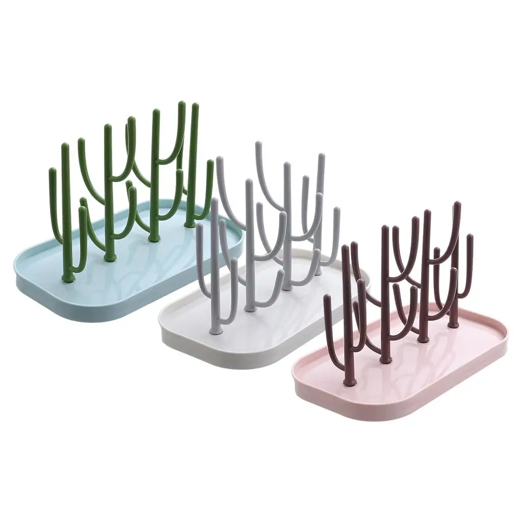 

Water Bottle Drying Rack Holder with Tray Cactus Nipple Multifunctional