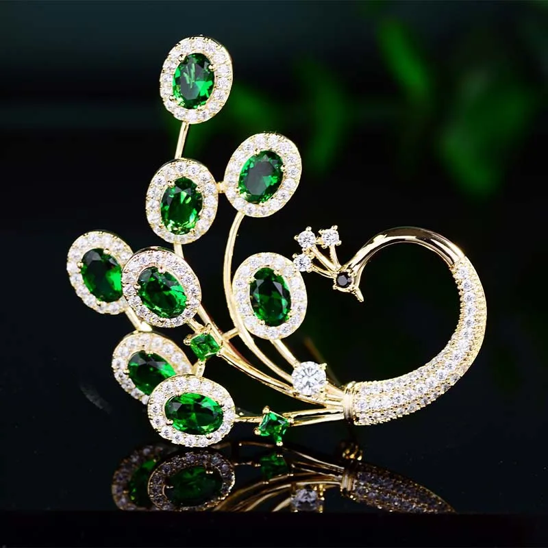 

New Korean Version of The Corsage Animal Pin Colorful Peacock Suit Accessories High-end Luxury Bridal Wedding Jewelry