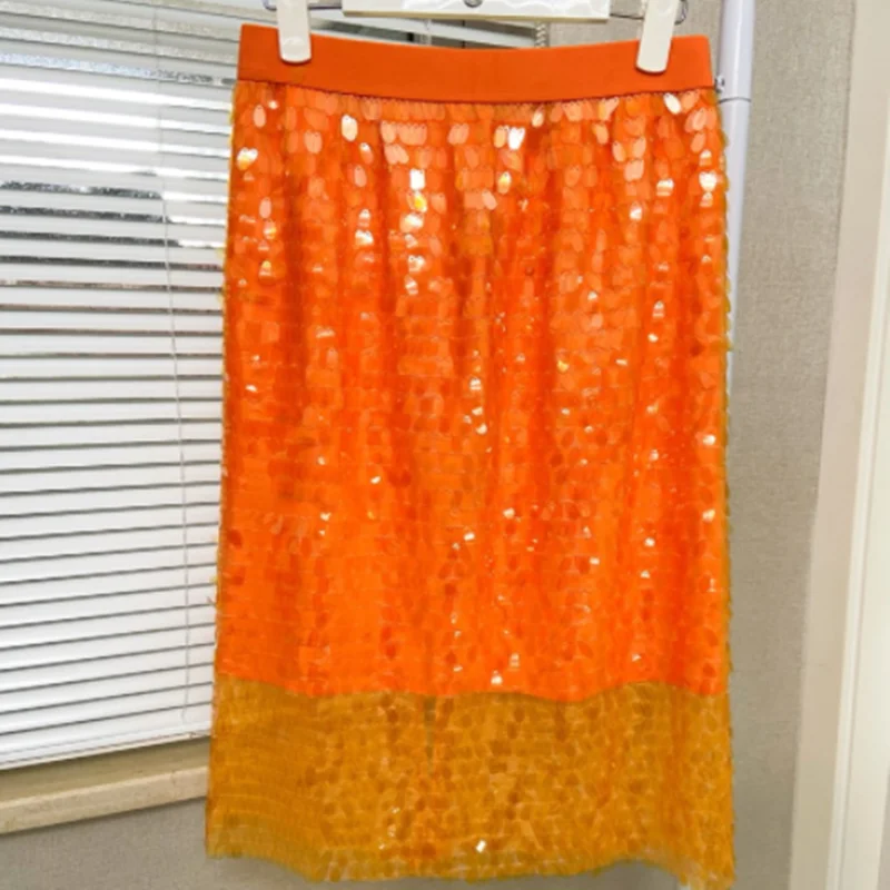 Юбка с высокой талией и блестками женская летняя сексуальная юбка-годе средней