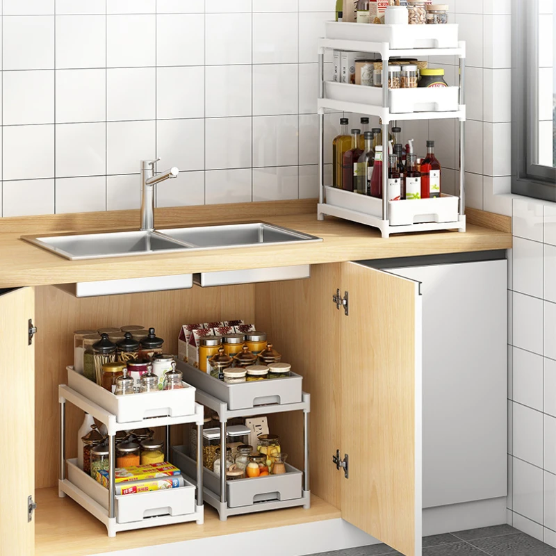 

Кухонная полка для специй, выдвижной ящик, органайзер для кухонного шкафа, четкий шкаф, ванная комната, мобильная корзина на колесиках