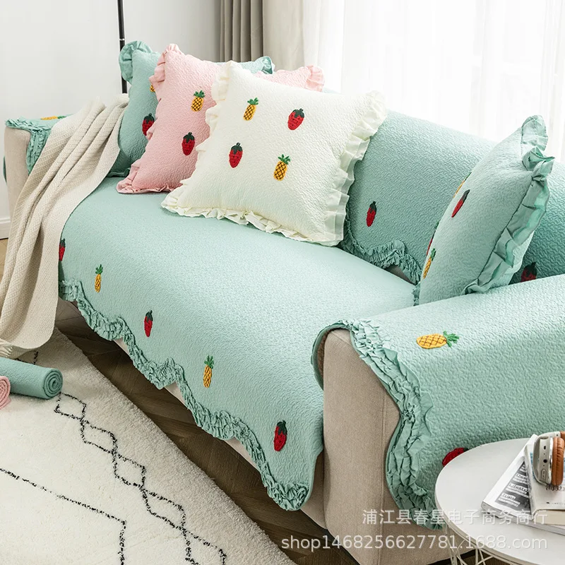 

20022 new pure cotton simple non-slip sofa cover simple solid color sofa cover