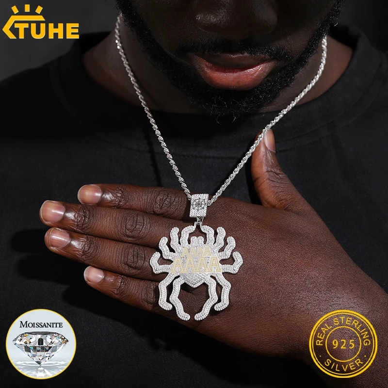 Ожерелье унисекс из серебра 925 пробы с буквенным кулоном в виде паука