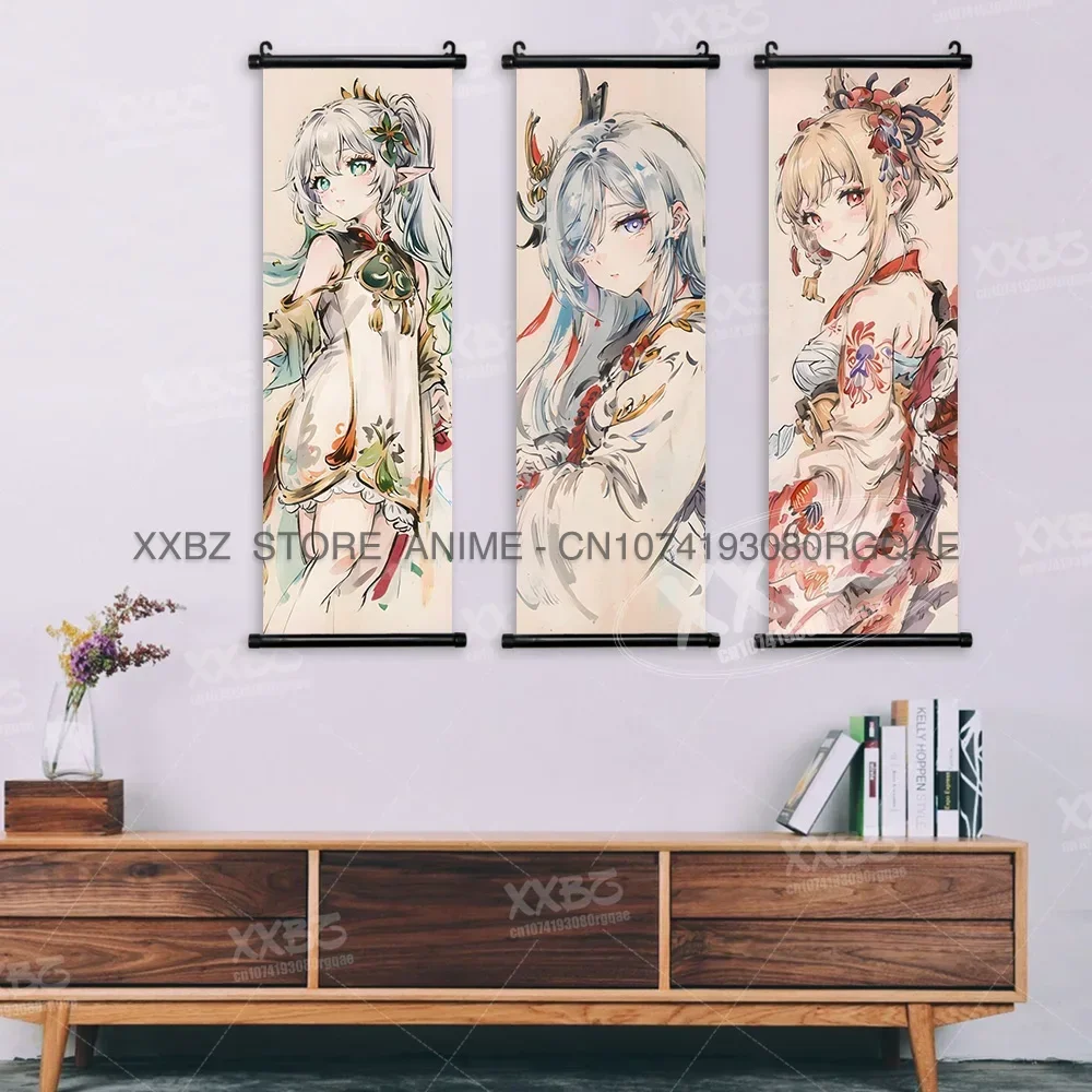 Genshin Impact игры фигурки свитки картина Zhongli украшения дома подвесные картины Shenhe