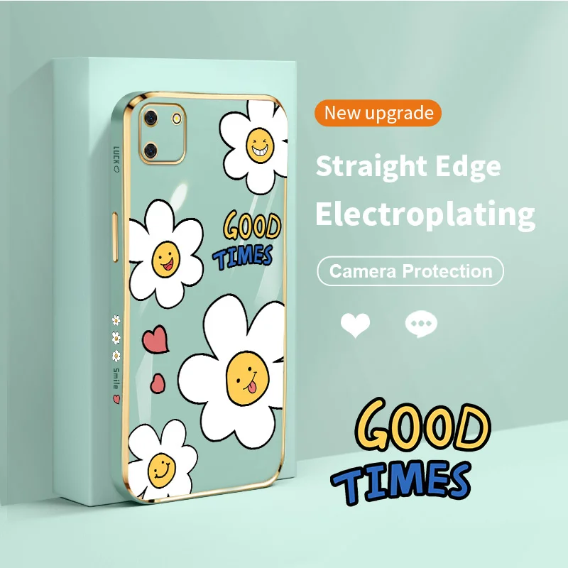 

Good Luck Daisy for Realme C11 C12 C25 C25S C15 C17 C2 C2S 7i Narzo 20 30A Wristband Electroplating Phone Case