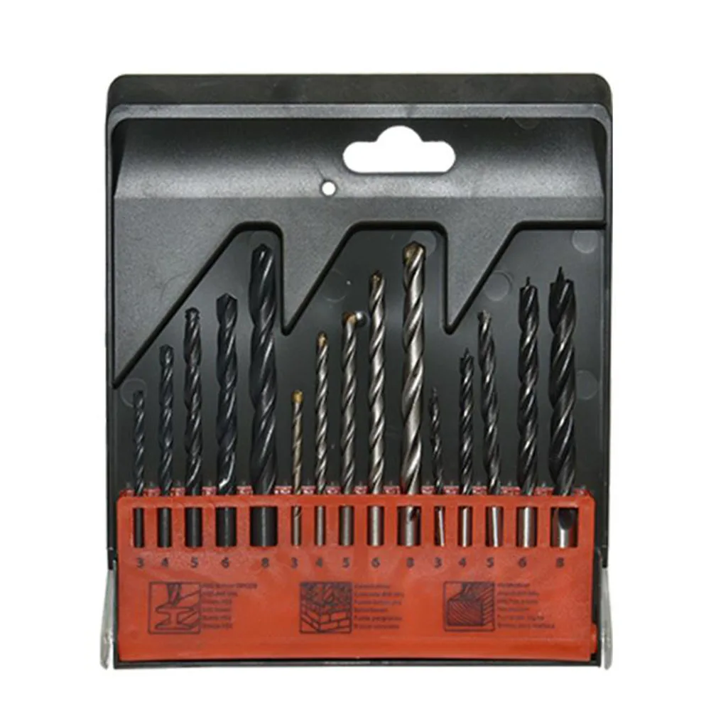 

15pcs Drill Bit Set 3/4/5/6/8mm Construction Drill Woodworking Drill For Cement Wall Stone Wood Plastic Acrylic Hole Saw Drill