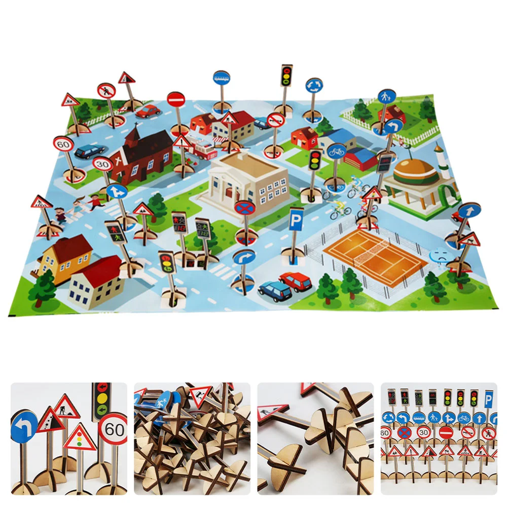 

Toys Road Signs Traffickids Toy Light Mat Play Street Playset Car Children Educational Mark Model Sign Cars Construction Mini