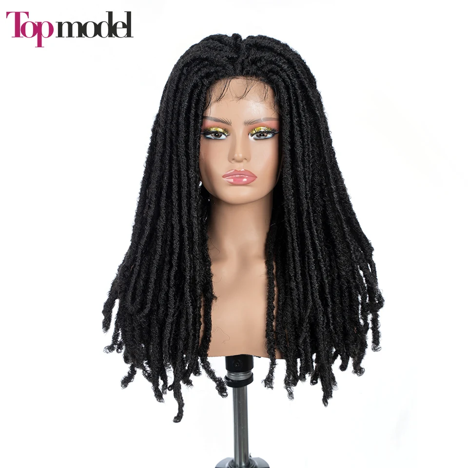 

Top Model 24 Inch Crochet Hair Wigs for Black Women Straight Goddess Locs Braided Wig with Baby Hair Faux Locs Lace Frontal Wig