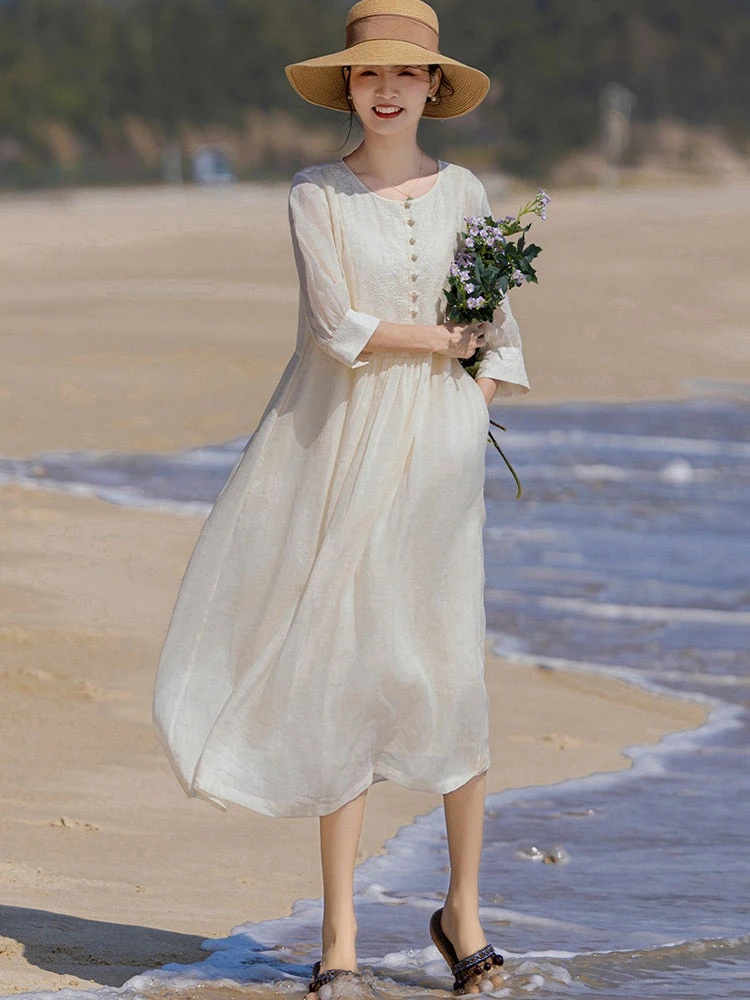 Высококачественное женское платье с вышивкой Рами весна-лето 2024 Новое