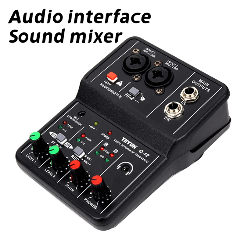 

Q12 Универсальный профессиональный аудио интерфейс USB звуковая карта без привода портативный мини-миксер для студии пения компьютерная запи...