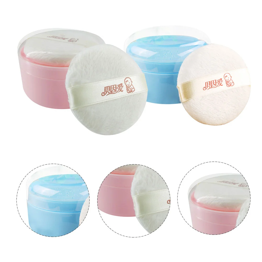 

2 Pcs Body Powder Box Case Makeup Travel Containers Kids Baby Storage Infant Compartment