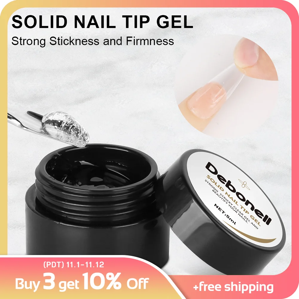 

5ml Solid Nail Tip Gel Clear Jelly Texture Soak Off UV Glue Nail Art Extension Strong Adhesive Gel for Pasting False Nails Tips