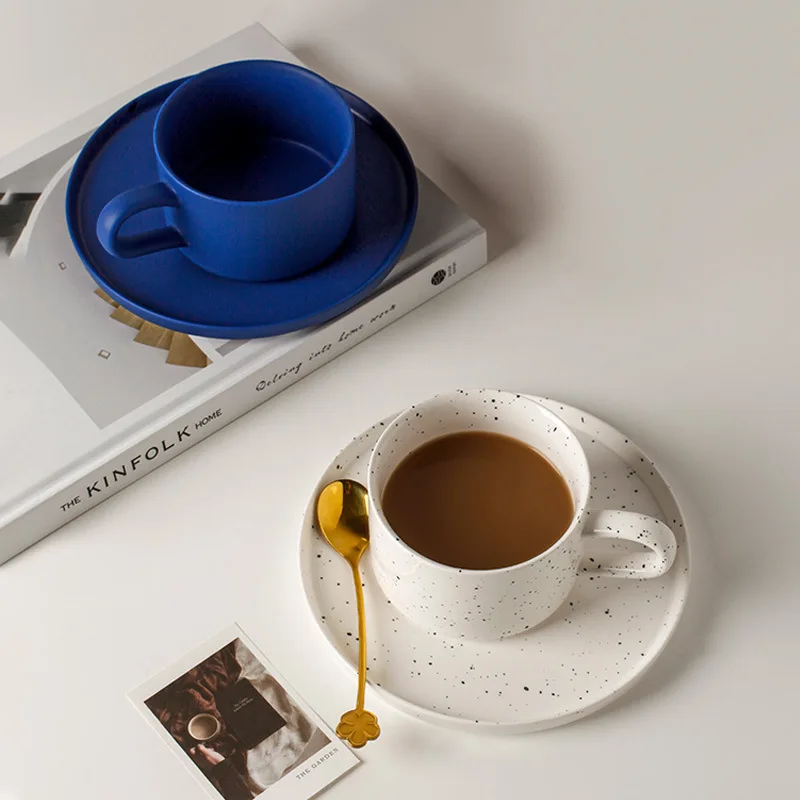

Simple Ins Japanness Style Splash Ink Mug Home Office with Tray Set Ceramic Coffee Cup Spot Factory Wholesale