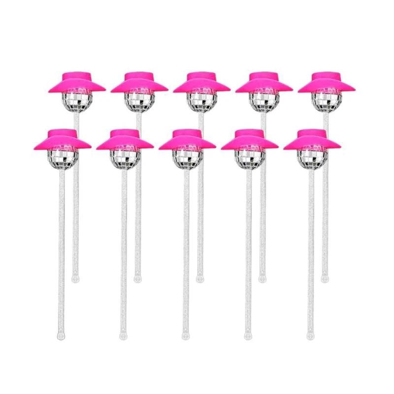 

10шт диско шары ковбойская шляпа кофе мешалки Swizzle Stick для бара партии дома
