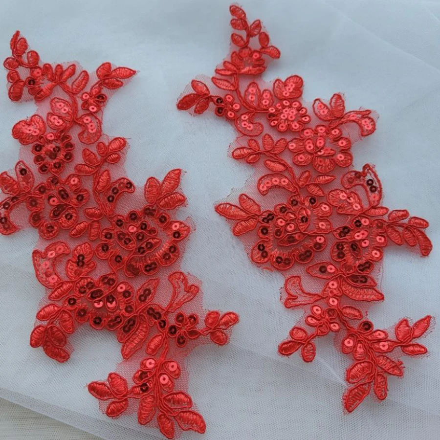 1 пара белая черная аппликация цветок блестки кружевная тканевая нашивка для