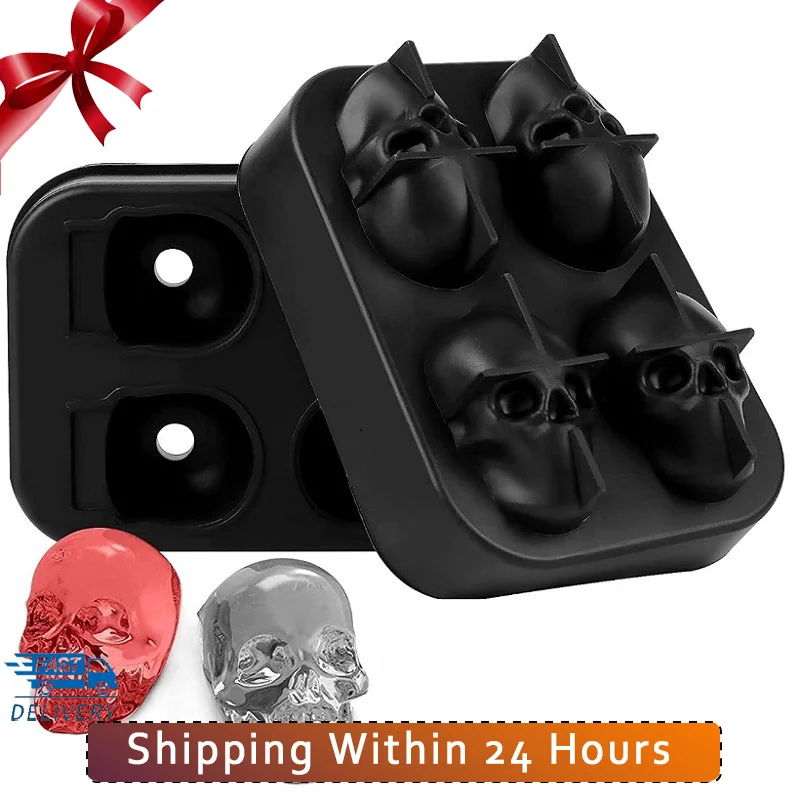 

Skull Silicone Ice Cube Mold with Ice Ball Mold Cube Maker Ice BallMold Whiskey Wine Cocktail Ice Cube Mold Sphere Ice Cube Mold