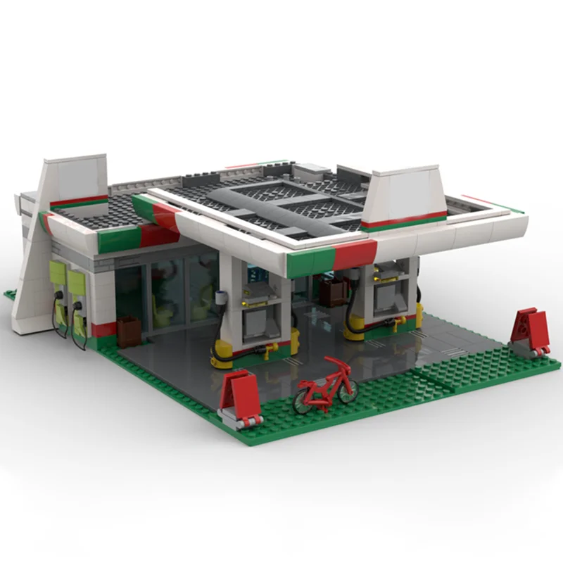 673 детали. Модель АЗС Octan из серии MOC City Traffic. Конструктор для сборки. Подарок на день рождения. Развивающий конструктор. Декоративное изделие. (art.: 3920dcd51abbc) - 3920dcd51abbc